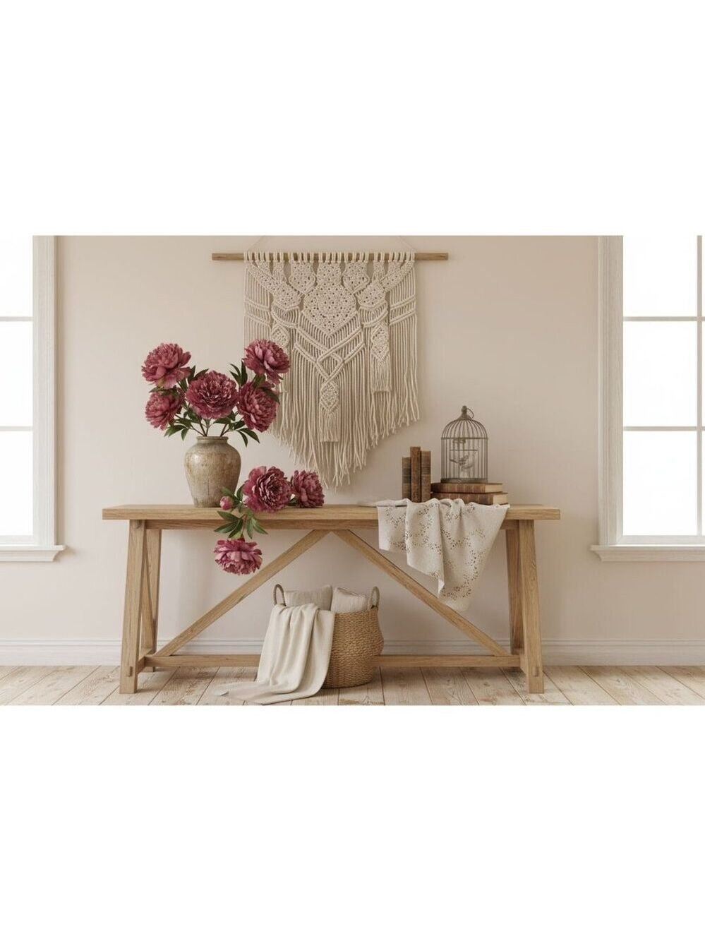 Lavender Wine Faux Peony Stem 18 Inch Wedding Artificial Silk Flower - Picture 3 of 10
